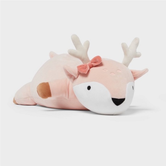 NEW Deer Weighted Plush Kids’ Throw Pillow Pink Deer - Pillowfort Stuffed Animal - Picture 1 of 4